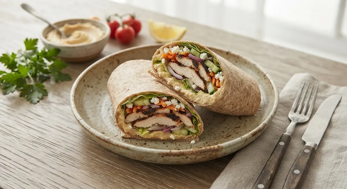 Grilled Chicken Hummus Veggie Wrap